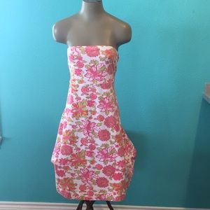 Lilly Pulitzer Pink and Green Floral Midi Dress